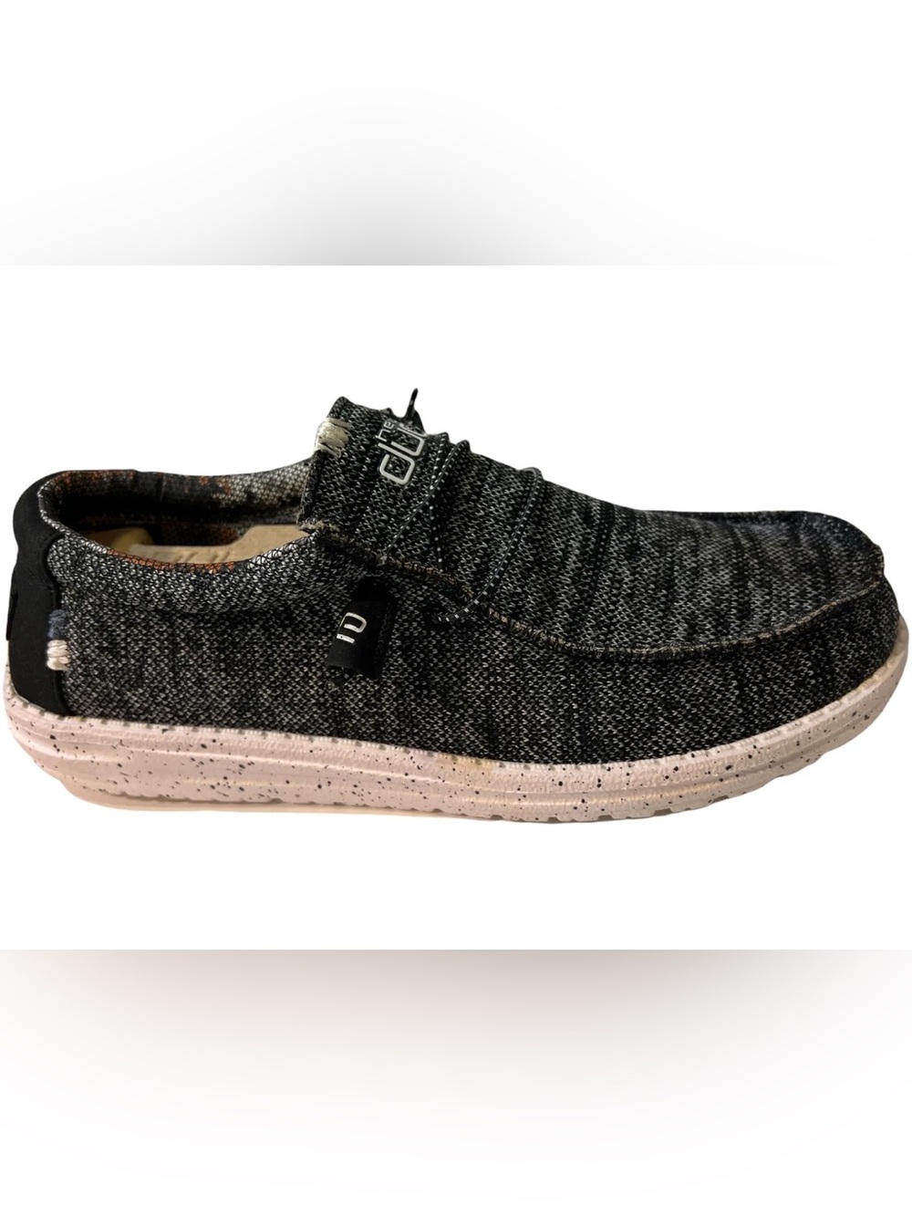 Hey Dude Wally Sox slip-on shoes in black and gray men’s size 12